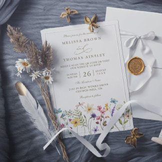 Invitation Fleurs sauvages Épanouies Mariage élégant moderne
