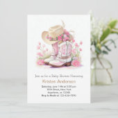Invitation Fleurs sauvages et bottes Baby shower fille (Debout devant)