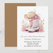 Invitation Fleurs sauvages et bottes Baby shower fille (Devant / Derrière)