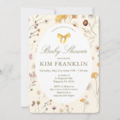 Invitation Fleurs sauvages et Bow Baby shower neutre (Devant)
