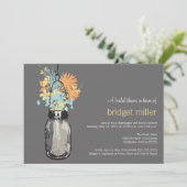 Invitation Fleurs sauvages et Fête des mariées Mason Jar (Debout devant)