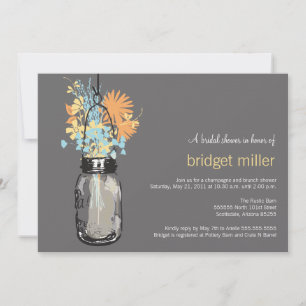 Invitation Fleurs sauvages et Fête des mariées Mason Jar