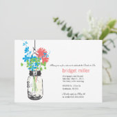 Invitation Fleurs sauvages et Fête des mariées Mason Jar (Debout devant)