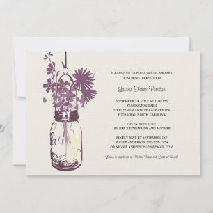 Invitation Fleurs sauvages et Fête des mariées Mason Jar