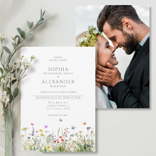 Invitation Fleurs sauvages et Mariage photo