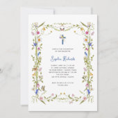 Invitation Fleurs sauvages et papillons Boho | Baptême (Devant)