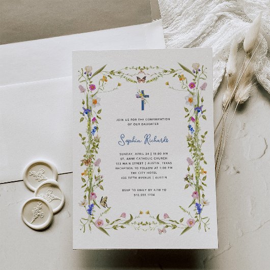 Invitation Fleurs sauvages et papillons Boho | Confirmations
