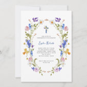 Invitation Fleurs sauvages et papillons Confirmation de la ph (Devant)