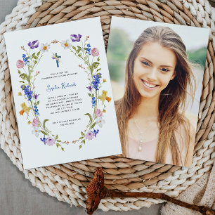 Invitation Fleurs sauvages et papillons Confirmation de la ph
