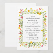 Invitation Fleurs sauvages et papillons Mariage aquarelle (Devant / Derrière)