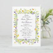 Invitation Fleurs sauvages et papillons Mariage aquarelle (Debout devant)