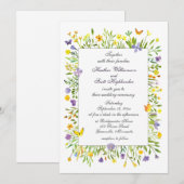 Invitation Fleurs sauvages et papillons Mariage aquarelle (Devant / Derrière)