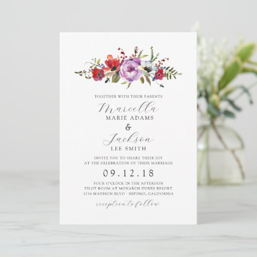 Invitation Fleurs sauvages et romance (Debout devant)