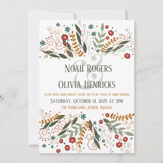 Invitation Fleurs sauvages fantasques Élégante Inspiritisme m (Devant)