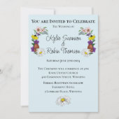 Invitation Fleurs sauvages Floral Blue Champhrooms Mariage (Devant)