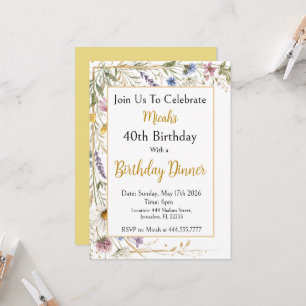 Invitation Fleurs sauvages Floral Botanique Aquarelle, Feuill
