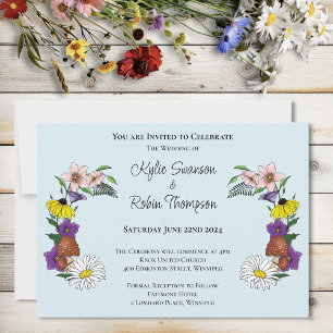 Invitation Fleurs sauvages Floral Champignons bleus
