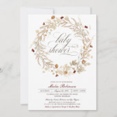 Invitation Fleurs sauvages floraux séchés Baby shower d'autom (Devant)