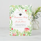 Invitation Fleurs sauvages Jardin fête de graduation (Debout devant)