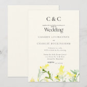 Invitation Fleurs sauvages jaunes Monogramme Mariage Crème (Devant / Derrière)