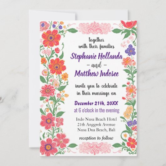 Invitation Fleurs sauvages Liberté Whimsy Amour non conventio (Devant)