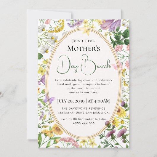Invitation Fleurs sauvages lumineuses boho chic modernes (Devant)