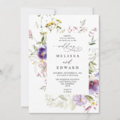 Invitation Fleurs sauvages Mariage élégant moderne budget QR (Devant)