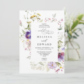 Invitation Fleurs sauvages Mariage élégant moderne budget QR (Debout devant)