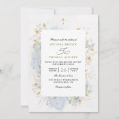 Invitation Fleurs sauvages Mariage QR Code Élégant Rustique B (Devant)