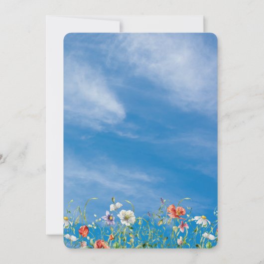 Invitation Fleurs sauvages mariage sur Ciel Été (Dos)