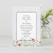 Invitation Fleurs sauvages mariages Sur Bois Blanchi (Debout devant)
