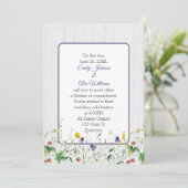 Invitation Fleurs sauvages mariages Sur Bois Blanchi (Debout devant)