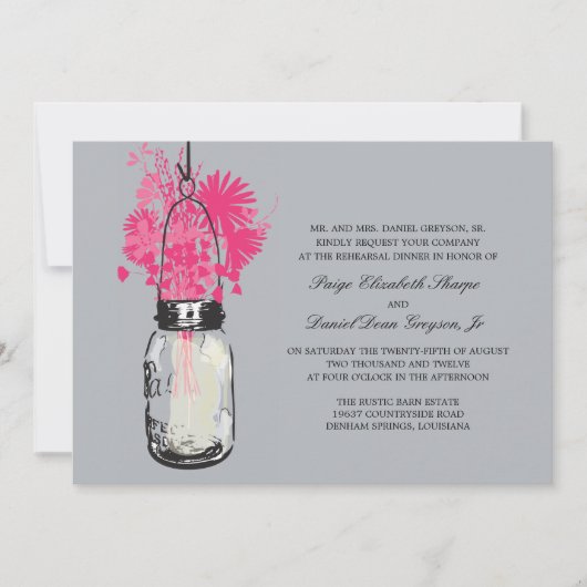 Invitation Fleurs sauvages & Mason Jar Rehearsald Diner (Devant)