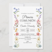 Invitation Fleurs sauvages mignonnes Primera Comunion Premièr (Devant)