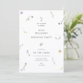 Invitation Fleurs sauvages minimaliste élégant anniversaire (Debout devant)