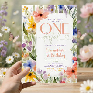 Invitation Fleurs sauvages N'est-elle pas Onederful 1er Anniv