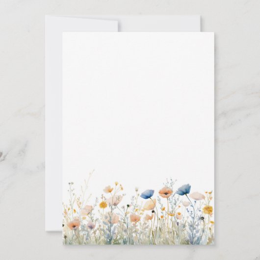 Invitation Fleurs sauvages pêche bleu poussiéreux 75e anniver (Dos)