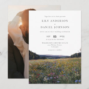 Invitation Fleurs Sauvages Photo de mariage de prairie floral