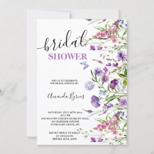 INVITATION FLEURS SAUVAGES PURPLE FLORAL MEADOW COULEUR D'EAU