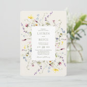 Invitation Fleurs Sauvages Romantiques Code QR de Mariage Bot (Debout devant)