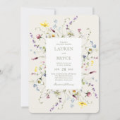 Invitation Fleurs Sauvages Romantiques Code QR de Mariage Bot (Devant)