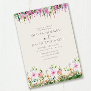 Invitation Fleurs sauvages romantiques Pré avec Mariage Acaci