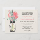 Invitation Fleurs sauvages rose et vert & Mariage Mason Jar (Devant)
