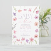 Invitation Fleurs sauvages rose pourpre bébé dans le Baby sho (Debout devant)