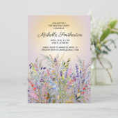 Invitation Fleurs sauvages rose violet jaune 75e anniversaire (Debout devant)