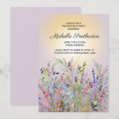 Invitation Fleurs sauvages rose violet jaune 75e anniversaire (Devant / Derrière)