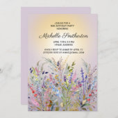 Invitation Fleurs sauvages rose violet jaune 90e anniversaire (Devant / Derrière)