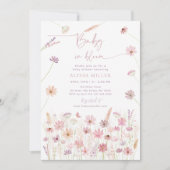 Invitation Fleurs sauvages roses bébé dans le Baby shower en  (Devant)