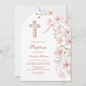 Invitation Fleurs sauvages roses et vaches Arch Baptême (Devant)