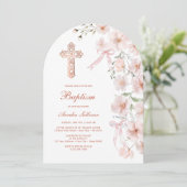 Invitation Fleurs sauvages roses et vaches Arch Baptême (Debout devant)